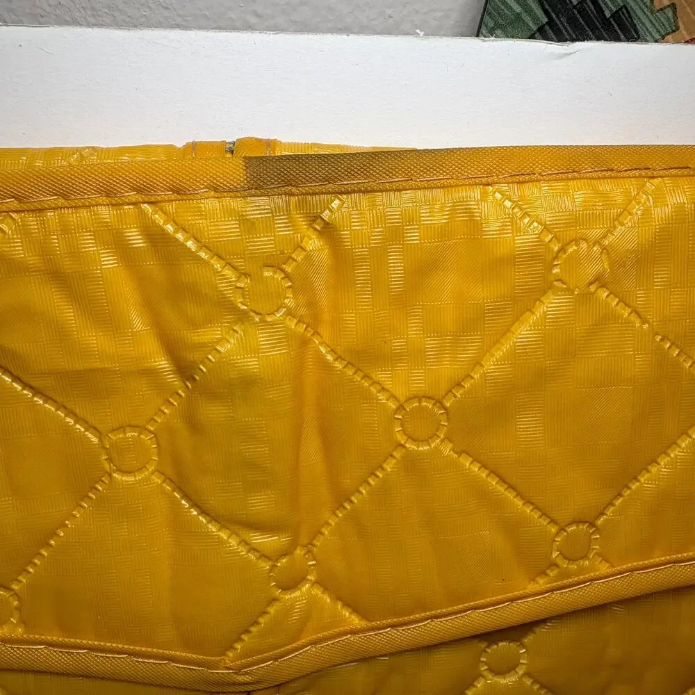 Vintage Set 2 Closet Garment Bags Dress Coat Gown Gold & Floral Quilted NOS USA